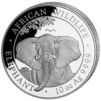10 Unze Silbermünze Somalia 2021 - Elefant