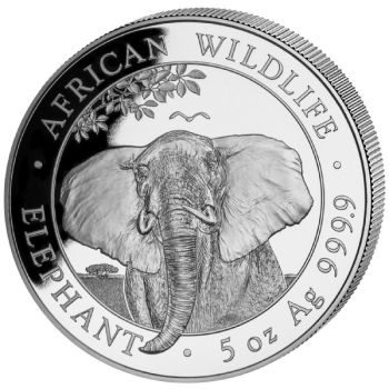 5 Unze Silbermünze Somalia 2021 - Elefant