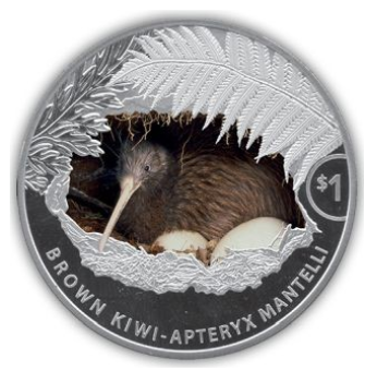 1 Unze Silbermünze Neuseeland 2021 - Kiwi in Polierte Platte