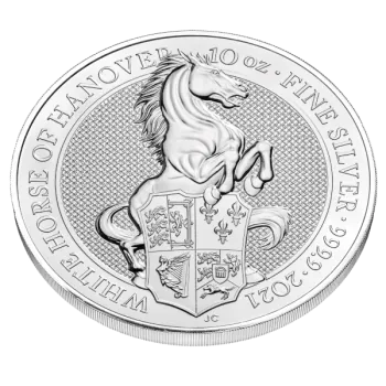 10 Unze Silbermünze Großbritannien 2021 - The Queen's Beasts | The White Horse of Hanover