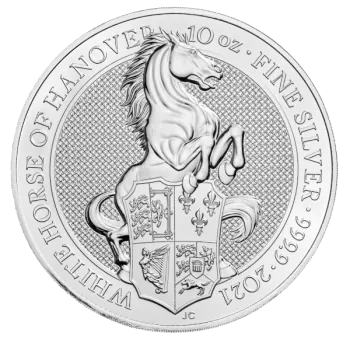 10 Unze Silbermünze Großbritannien 2021 - The Queen's Beasts | The White Horse of Hanover