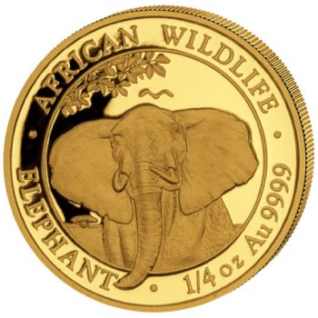 1/4 Unze Goldmünze Somalia 2021 - Elefant