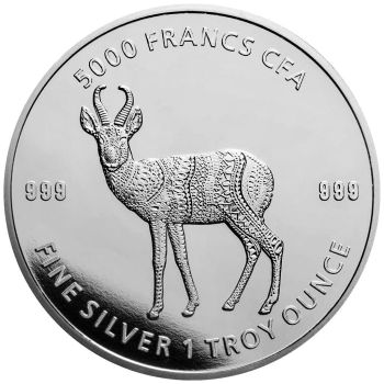 1 Unze Silbermünze Tschad 2021 | Serie: Mandala - Motiv: Antilope