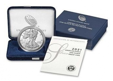 1 Unze Silbermünze USA 2021 - American Eagle - Type 1 in Polierte Platte
