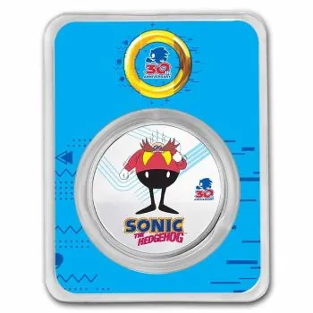 2 Dollars | 1 Unze Silbermünze Niue 2021 Blister in Farbe | Sonic ™ - Motiv: Dr. Eggman - (Sonic the Hedgehog 30th Anniversary)
