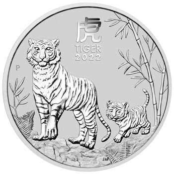 2 Unze Silbermünze Australien 2022 - Lunar Serie 3 - Motiv: TIGER
