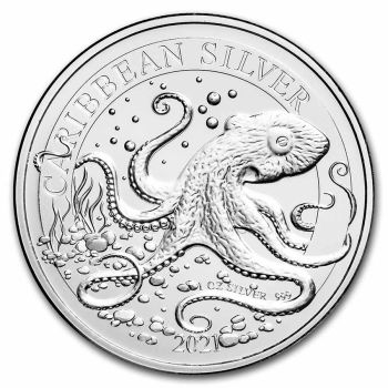 1 Unze Silbermünze Barbados 2021 | Karibischer Oktopus - Caribbean Octopus