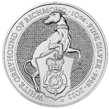 10 Unze Silbermünze Großbritannien 2022 - The Queen's Beasts | The White Greyhound of Richmond