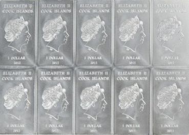 10 x 10 Gramm Cook Islands CombiBar Silbertafel Valcambi