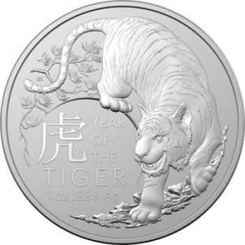 1 Unze Silbermünze Australien 2022 - Lunar Serie - Motiv: TIGER | RAM Ausgabe