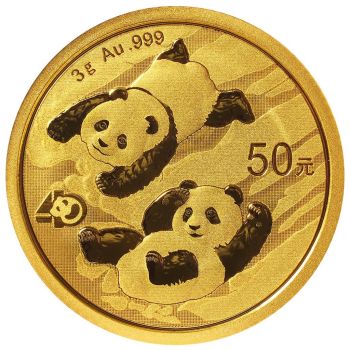 3 Gramm Goldmünze China 2022 - Panda | 40. Jahrestag - 40th Anniversary