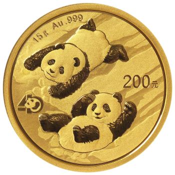 15 Gramm Goldmünze China 2022 - Panda | 40. Jahrestag - 40th Anniversary