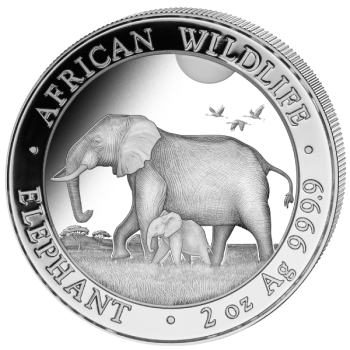 2 Unze Silbermünze Somalia 2022 - Elefant