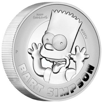 2 Unze Silbermünze Tuvalu 2022 HIGH RELIEF in Polierte Platte | The Simpsons - Motiv: Bart Simpson ™