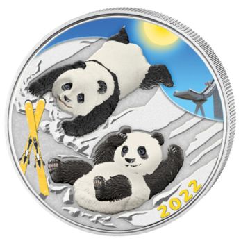 30 Gramm Silbermünze China 2022 - Panda in Farbe
