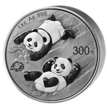 1 Kilo / 1000 Gramm Silbermünze China 2022 in Polierte Platte - Panda | 40. Jahrestag - 40th Anniversary