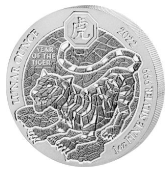 1 Unze Silbermünze Ruanda 2022 | Lunar Serie - Motiv: TIGER