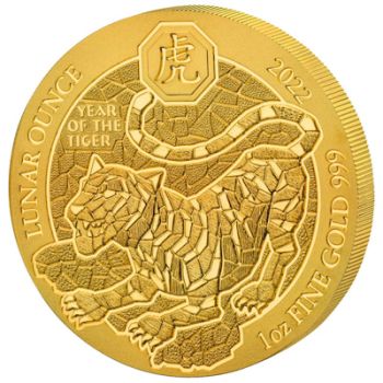 1 Unze Goldmünze Ruanda 2022 | Lunar Serie - Motiv: TIGER