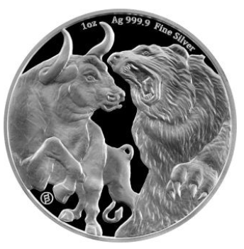 1 Unze Silbermünze Tokelau 2021 | Motiv: Bulle und Bär ( Bull & Bear )