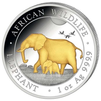 1 Unze Silbermünze Somalia 2022 - Elefant vergoldet
