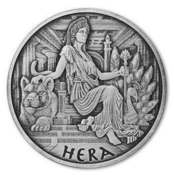 1 Unze Silbermünze Tuvalu 2022 in Antique Finish | Serie: Gods of Olympus - Motiv: Hera