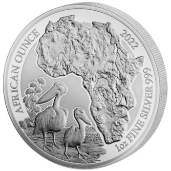 1 Unze Silbermünze Ruanda 2022 - Pelikan in Polierter Platte