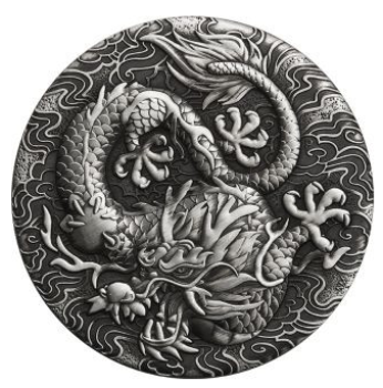 2 Unze Silbermünze Australien 2022 in Antique Finish | Chinese Myths and Legends - Motiv: Chinesischer Drache