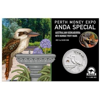 1 Unze Silbermünze Australien 2022 - Kookaburra | 30th Anniversary | Perth Money Expo ANDA Special - Numbat Privy Mark
