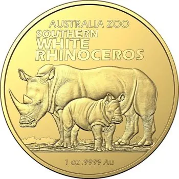 1 Unze Goldmünze Australien 2023 | Serie: Australia Zoo - Motiv: Breitmaulnashorn - Southern White Rhinoceros