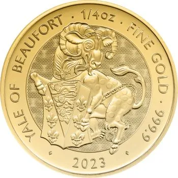 1/4 Unze Goldmünze Großbritannien 2023 - The Royal Tudor Beasts Collection | Motiv: Yale of Beaufort