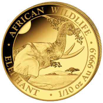 1/10 Unze Goldmünze Somalia 2023 - Elefant