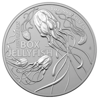 1 Unze Silbermünze Australien 2023 | Australias Most Dangerous - Motiv: Würfelqualle - Box Jellyfish
