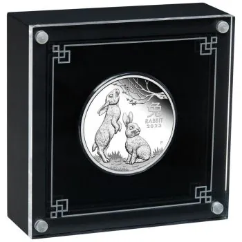 1 Unze Silbermünze Australien 2023 in Polierte Platte - Lunar Serie 3 - Motiv: HASE