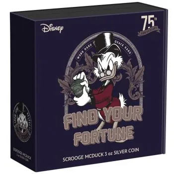 1/4 Unze Goldmünze Niue 2022 in Polierte Platte | Disney`s Classics Ausgabe - Motiv: 75 jähriges Jubiläum Dagobert Duck ™ - Scrooge McDuck ™