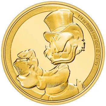 1/4 Unze Goldmünze Niue 2022 in Polierte Platte | Disney`s Classics Ausgabe - Motiv: 75 jähriges Jubiläum Dagobert Duck ™ - Scrooge McDuck ™