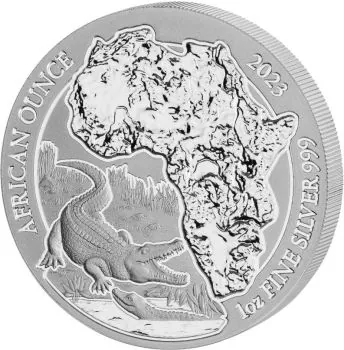 1 Unze Silbermünze Ruanda 2023 - Nilkrokodil