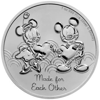 1 Unze Silbermünze Niue 2023 | Disney `s ™ Mickey & Minnie™- Motiv: Valentinstag - Made for Each Other ♥