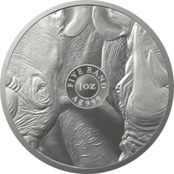 5 Rand | 1 Unze Silbermünze Südafrika 2022 | Serie: Big Five II - Motiv: Nashorn | 3. Ausgabe