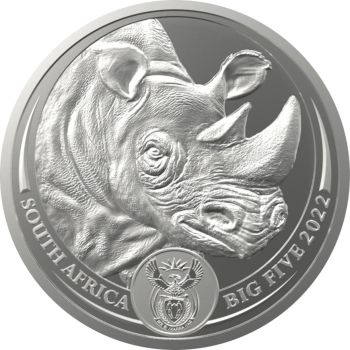 5 Rand | 1 Unze Silbermünze Südafrika 2022 | Serie: Big Five II - Motiv: Nashorn | 3. Ausgabe