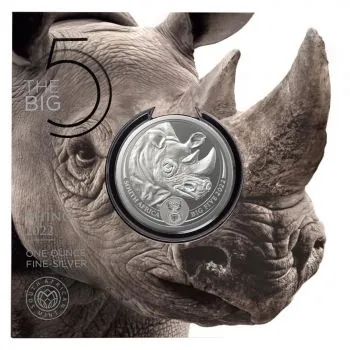 5 Rand | 1 Unze Silbermünze Südafrika 2022 | Serie: Big Five II - Motiv: Nashorn | 3. Ausgabe