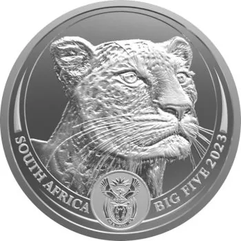 5 Rand | 1 Unze Silbermünze Südafrika 2023 | Serie: Big Five II - Motiv: Leopard | 4. Ausgabe