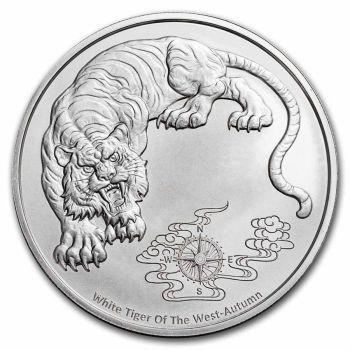 1 Unze Silbermünze Samoa 2023 | Serie: Four Guardians - Motiv: Weißer Tiger ( White Tiger ) | 1. Ausgabe