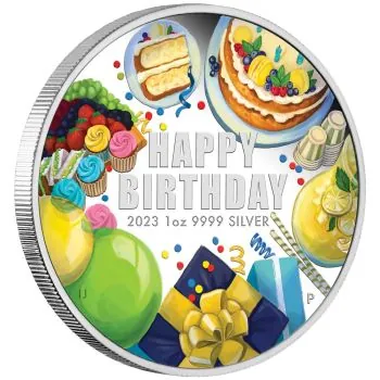 1 Unze Silbermünze Australien 2023 in Polierte Platte - Motiv: HAPPY BIRTHDAY