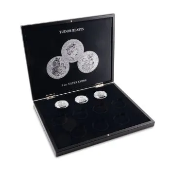 LEUCHTTURM Münzkassette für 10 x 2 Unze The Royal Tudor Beasts Collection Silbermünzen in Kapseln