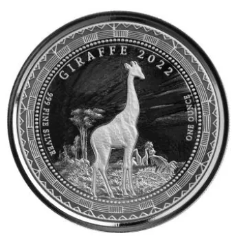 1 Unze Silbermünze Guinea / Äquatorialguinea 2022 | Motiv: Giraffe