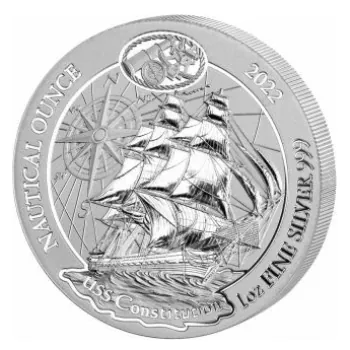 1 Unze Silbermünze Ruanda 2022 | Nautische Unze - Motiv: USS Constitution