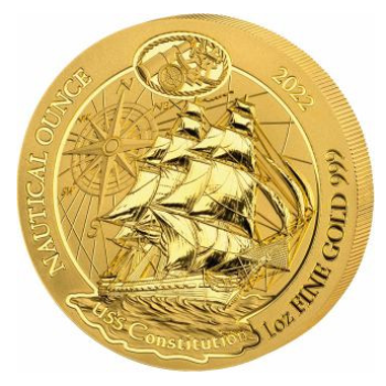 1 Unze Goldmünze Ruanda 2022 | Nautische Unze - Motiv: USS Constitution