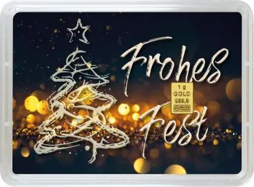 1 Gramm Goldbarren Valcambi | Motiv: Frohes Fest - Weihnachten