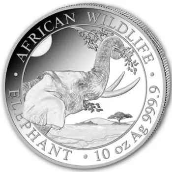 10 Unze Silbermünze Somalia 2023 - Elefant