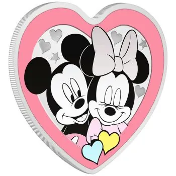 1 Unze Silbermünze Niue 2023 PP in Farbe | Disney`s Love Ausgabe | Mickey and Minnie Mouse - Love Always Wins